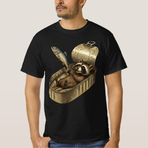 Les Sardines Racoon   Funny Tinned Fish Racoon  T-Shirt