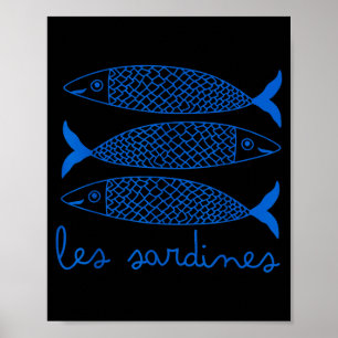 Les Sardines Tinned Fish Retro Graphic For Men Wom Poster