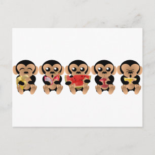 Les singes qui aiment les fruits postcard