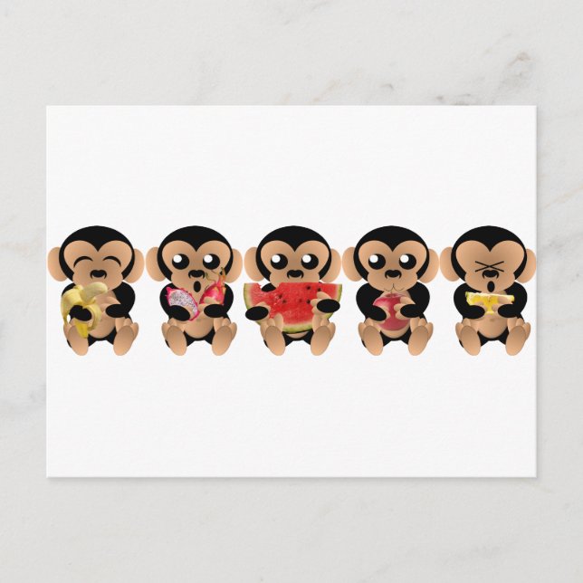 Les singes qui aiment les fruits postcard (Front)
