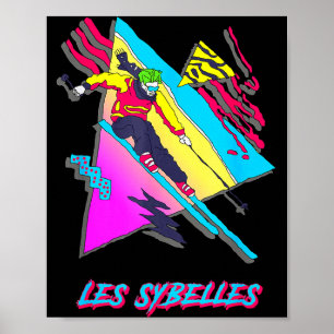 Les sybelles vibrant skiing artwork with geometric poster