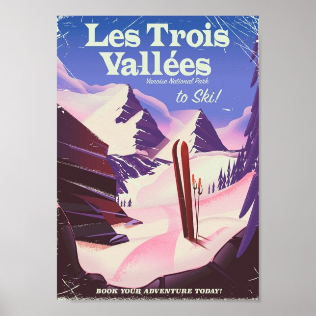 Les Trois Vallées Ski travel poster (Front)