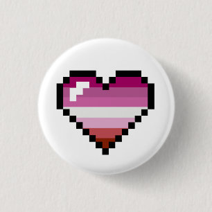 Lesbian 8-Bit Retro Pride Heart 3 Cm Round Badge