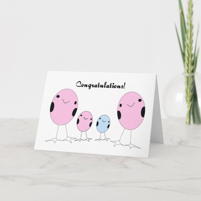Lesbian adopted a girl,a boy congratulations card (Front)