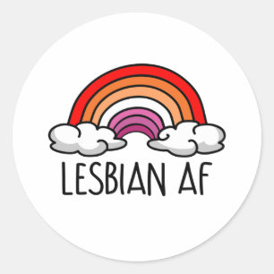 LESBIAN AF CLASSIC ROUND STICKER