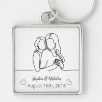 Lesbian Anniversary Elegant Personalised Line Art