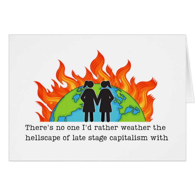 Lesbian Anniversary Funny Progressive Card (Front Horizontal)