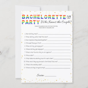 Lesbian Bachelorette Party Game, Couple Game Invitation