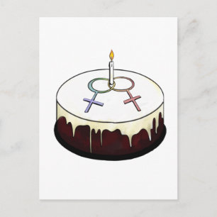 Lesbian Birthday Cake Postcard