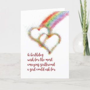 Lesbian Birthday Wish for Girlfriend, Hearts Card