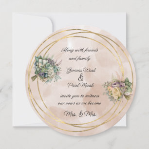 Lesbian Bridal Bouquet Floral Wedding Invitation