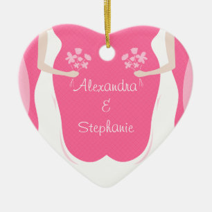Lesbian Brides Personalised Ceramic Tree Decoration