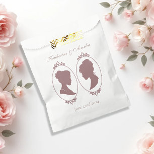 Lesbian Brides Regency Pink Flowers Favour Bag