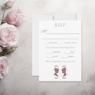 Lesbian Brides Regency Pink Rose RSVP Card