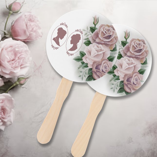 Lesbian Brides Regency Pink Roses Hand Fan (Creator Uploaded)