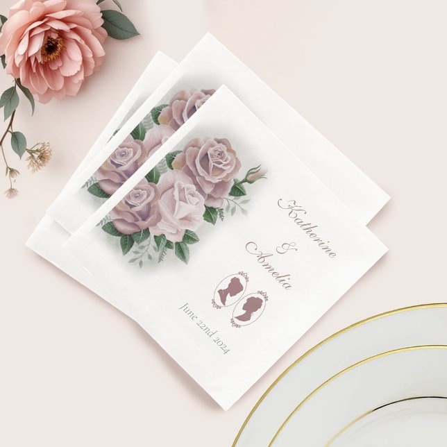 Lesbian Brides Regency Pink Roses Napkin (Creator Uploaded)