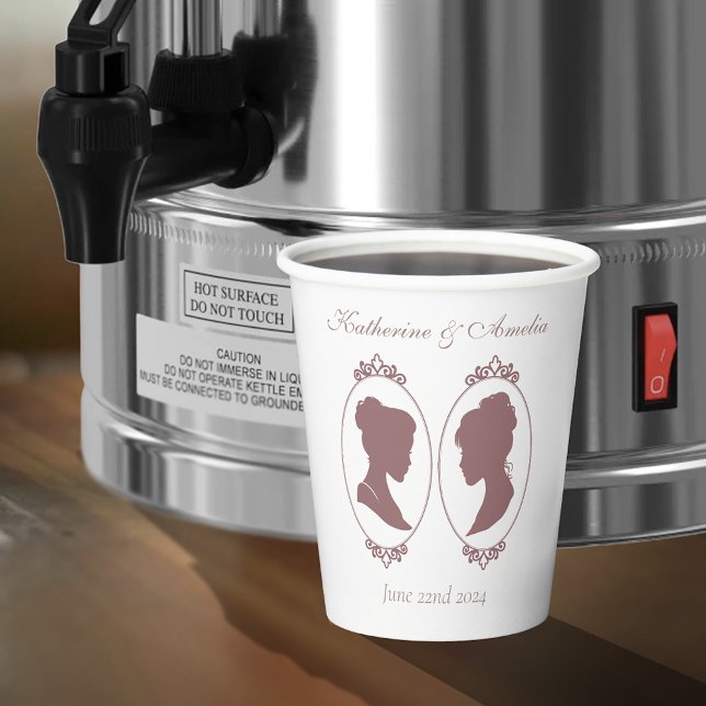 Lesbian Brides Regency Pink Roses Paper Cups (Creator Uploaded)