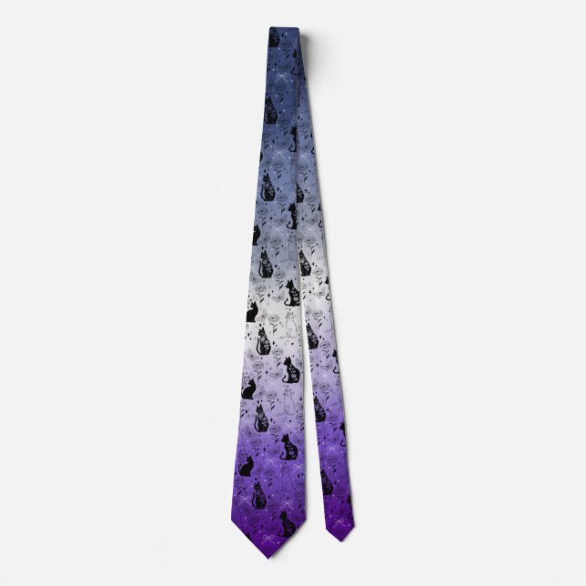 Lesbian Butch Pride Black Cat - Mystical Witchy Tie (Front)