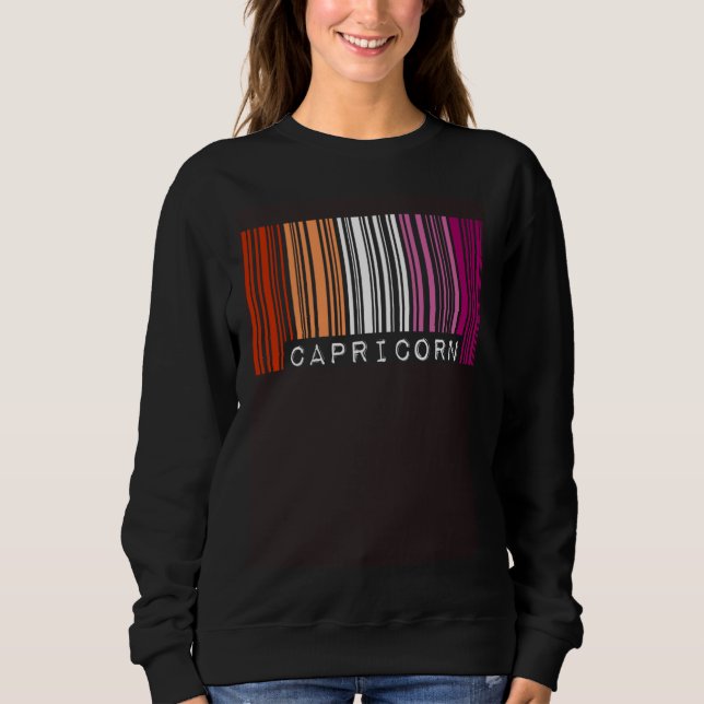 Lesbian Capricorn Barcode Gay Pride Flag Zodiac Si Sweatshirt (Front)