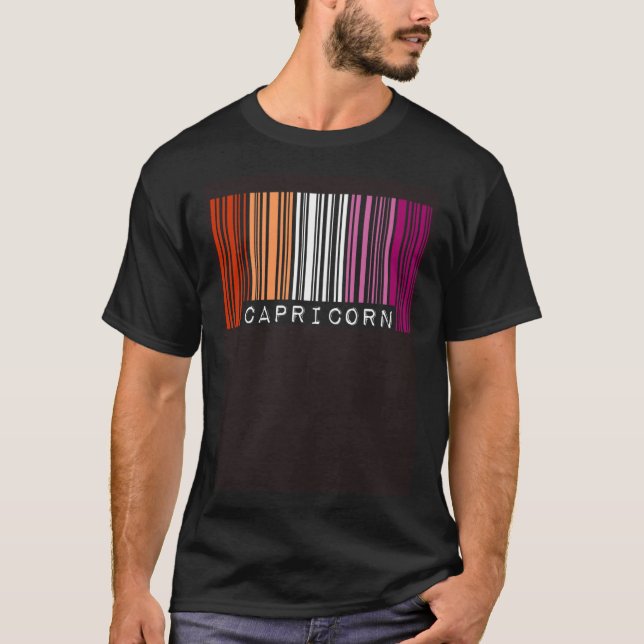 Lesbian Capricorn Barcode Gay Pride Flag Zodiac Si T-Shirt (Front)