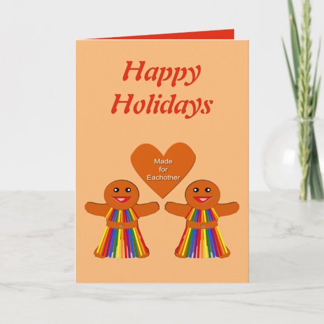 Lesbian Christmas Gingerbread Ladies Couple  Card (Front)