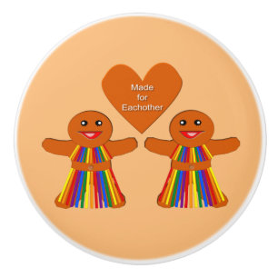 Lesbian Christmas Gingerbread Ladies Couple  Ceramic Knob