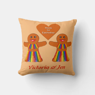 Lesbian Christmas Gingerbread Ladies Couple  Cushion