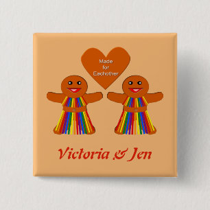 Lesbian Christmas Gingerbread Ladies Couple Custom 15 Cm Square Badge