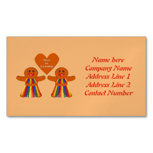 Lesbian Christmas Gingerbread Ladies Couple Custom Magnetic Business Card