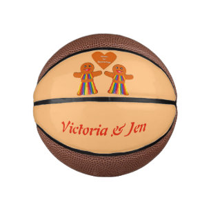 Lesbian Christmas Gingerbread Ladies Couple Custom Mini Basketball