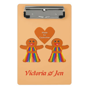 Lesbian Christmas Gingerbread Ladies Couple Custom Mini Clipboard