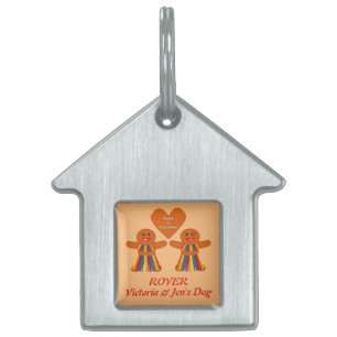 Lesbian Christmas Gingerbread Ladies Couple Custom Pet ID Tag