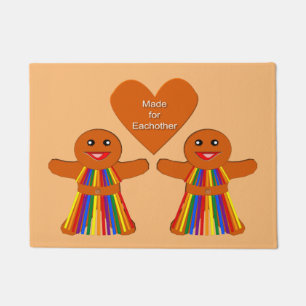 Lesbian Christmas Gingerbread Ladies Couple  Doormat