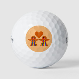 Lesbian Christmas Gingerbread Ladies Couple Golf Balls