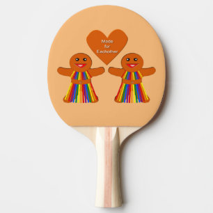 Lesbian Christmas Gingerbread Ladies Couple Ping Pong Paddle