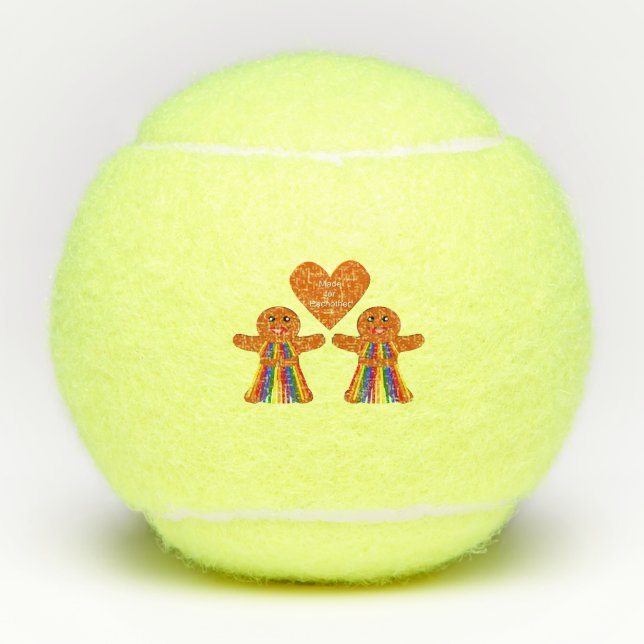 Lesbian Christmas Gingerbread Ladies Couple  Tennis Balls (Front)