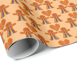 Lesbian Christmas Gingerbread Ladies Couple  Wrapping Paper