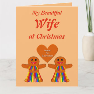 Lesbian Christmas Gingerbread Ladies Custom Wife Card