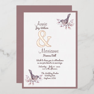 Lesbian Couple Dusty Burgundy Rose Gold Ampersand