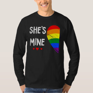 Lesbian Couple Heart She's Mine Gay Trans Lgbt Pri T-Shirt