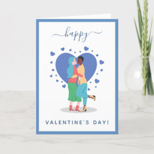 Lesbian Couple Hugging Valentine's Day Romantic Holiday Card