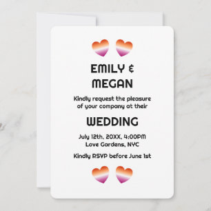 Lesbian couple minimalist gay heart wedding  invitation