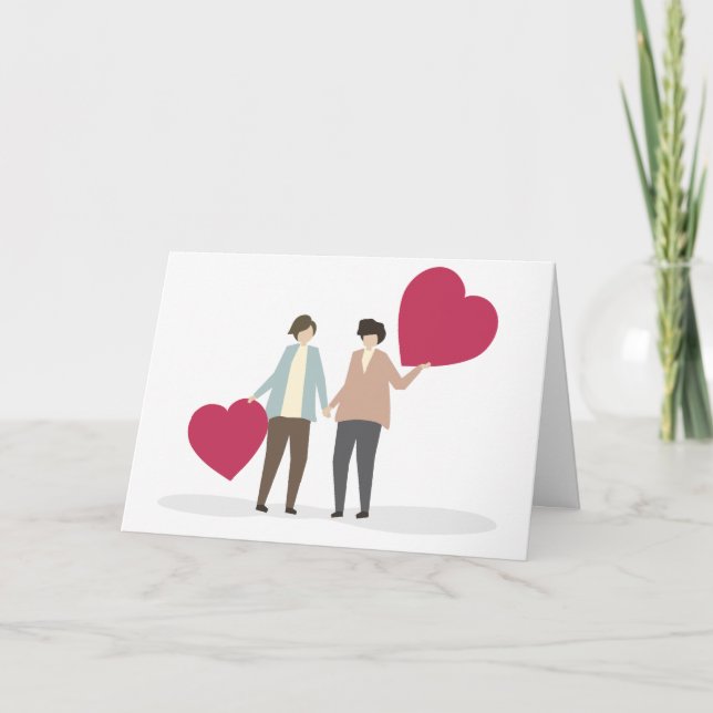 Lesbian Couple Romantic Valentines Day Anniversary Card (Front)