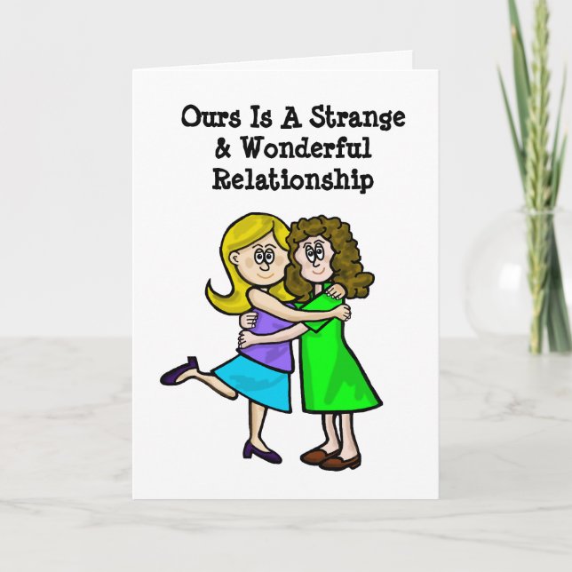 Lesbian Couple Strange & Wonderful Greeting Card (Front)