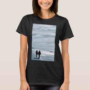 Lesbian Couple Walks Side by Side on a Sandy Beach T-Shirt