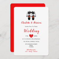 Lesbian Cute Whimsy Black Cats Wedding Invitation