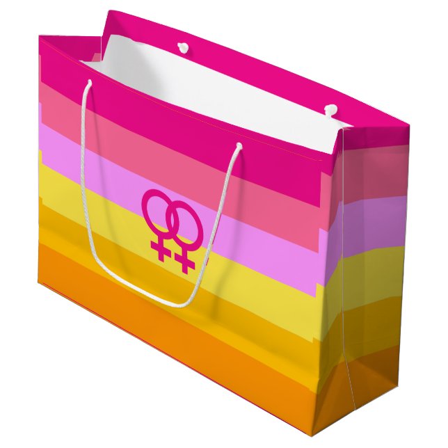 Lesbian Dawn Pride WLW Large Gift Bag (Front Angled)
