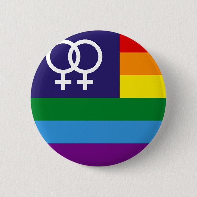 Lesbian Double Venus Rainbow Pride 6 Cm Round Badge (Front)