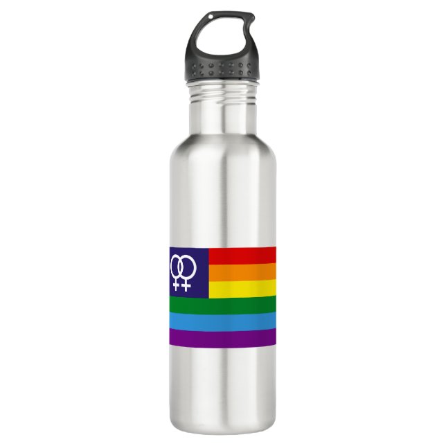 Lesbian Double Venus Rainbow Pride 710 Ml Water Bottle (Front)