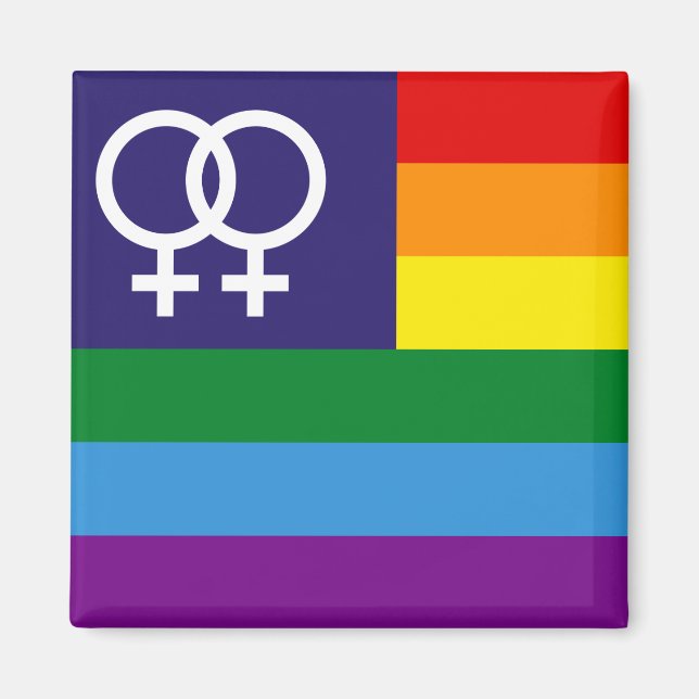 Lesbian Double Venus Rainbow Pride Magnet (Front)
